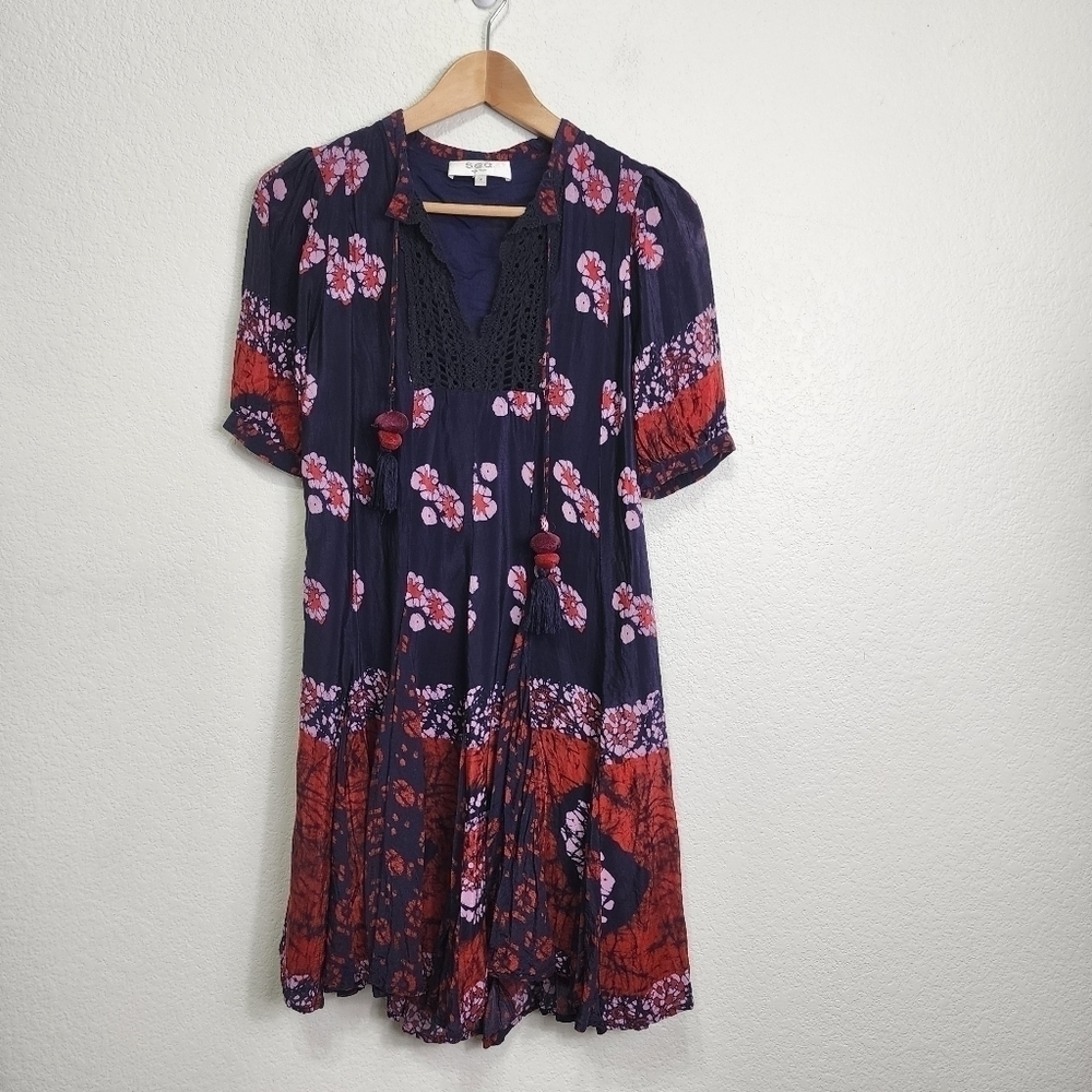 Sea Tie Dye Boho Coastal Cowgirl Dress Size 2 - Picture 2 of 11